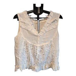 POL Cream Textured Ruffle V-Neck Camisole